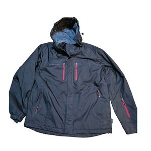 Free‎ Country Mens Black Hooded Ski Snow Jacket Size Large Waterproof Insulated